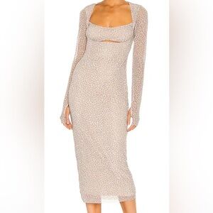 NWT- AFRM Leopard Print Long Sleeve Midi Dress